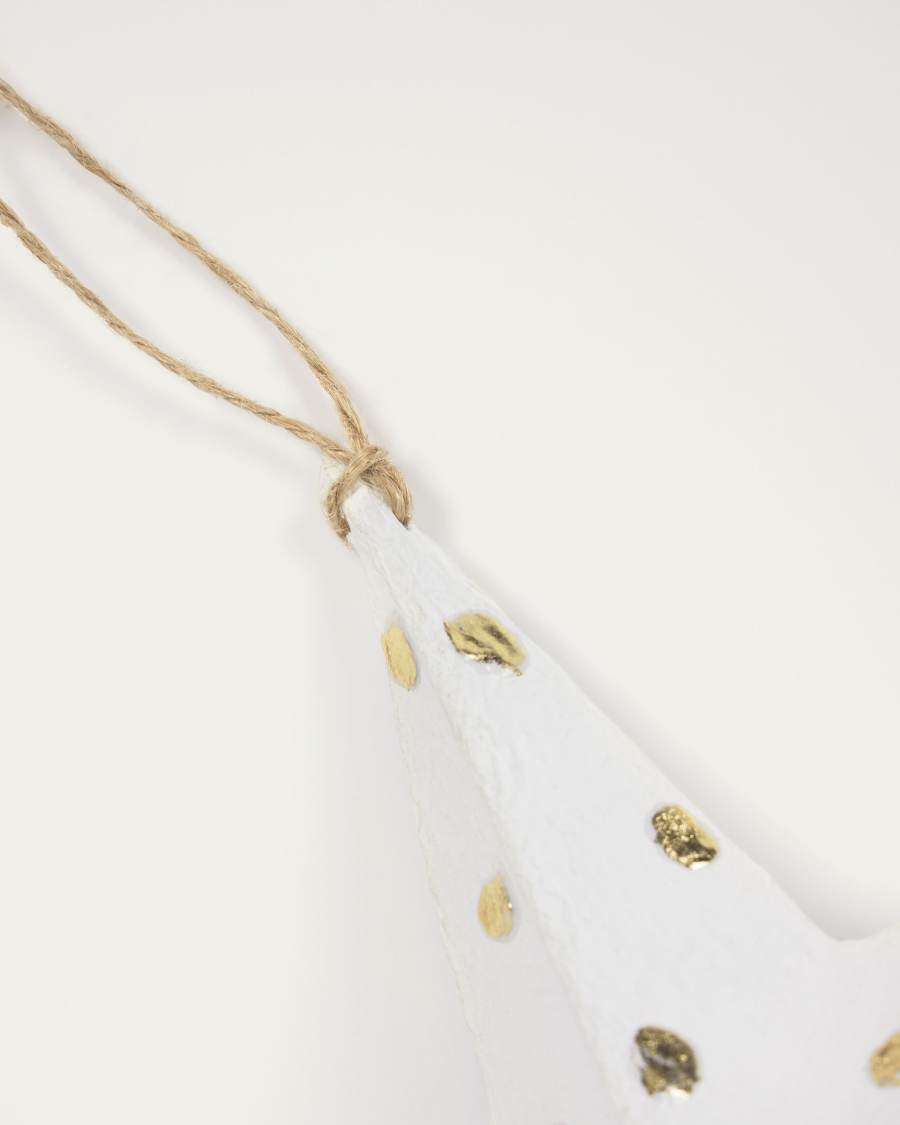 Estrella decorativa gran Victorina blanc i punts daurats