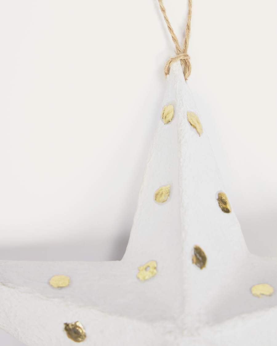Estrella decorativa gran Victorina blanc i punts daurats