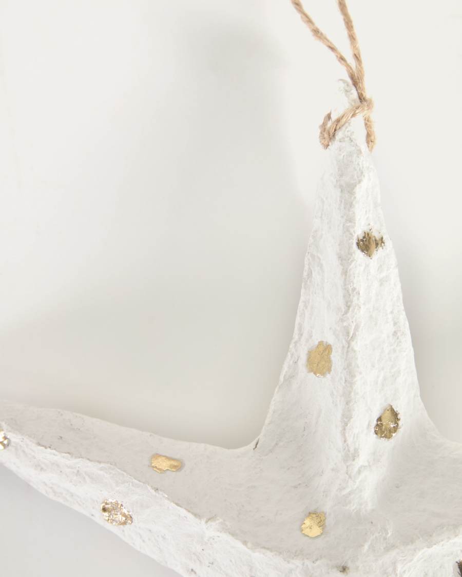 Estrella decorativa petita Victorina blanc i punts daurats