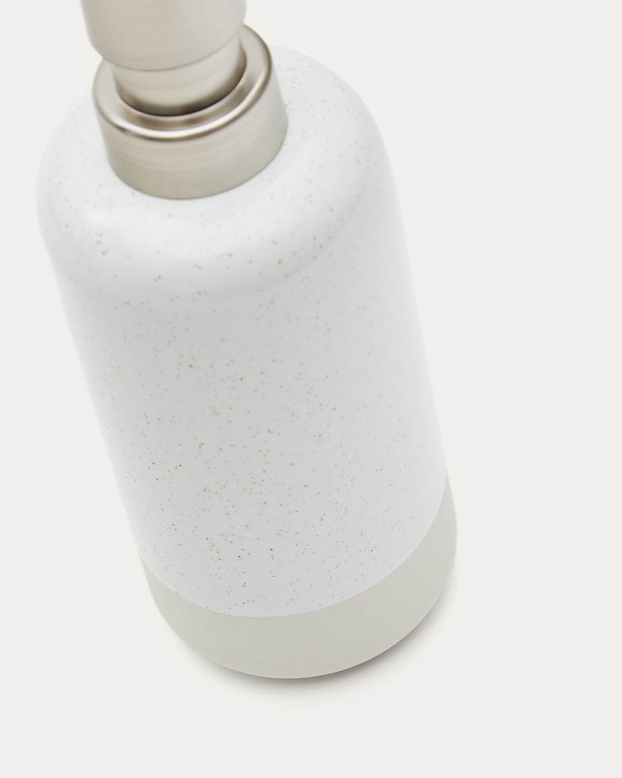 Dispensador de sabó Selis de grès beix i blanc