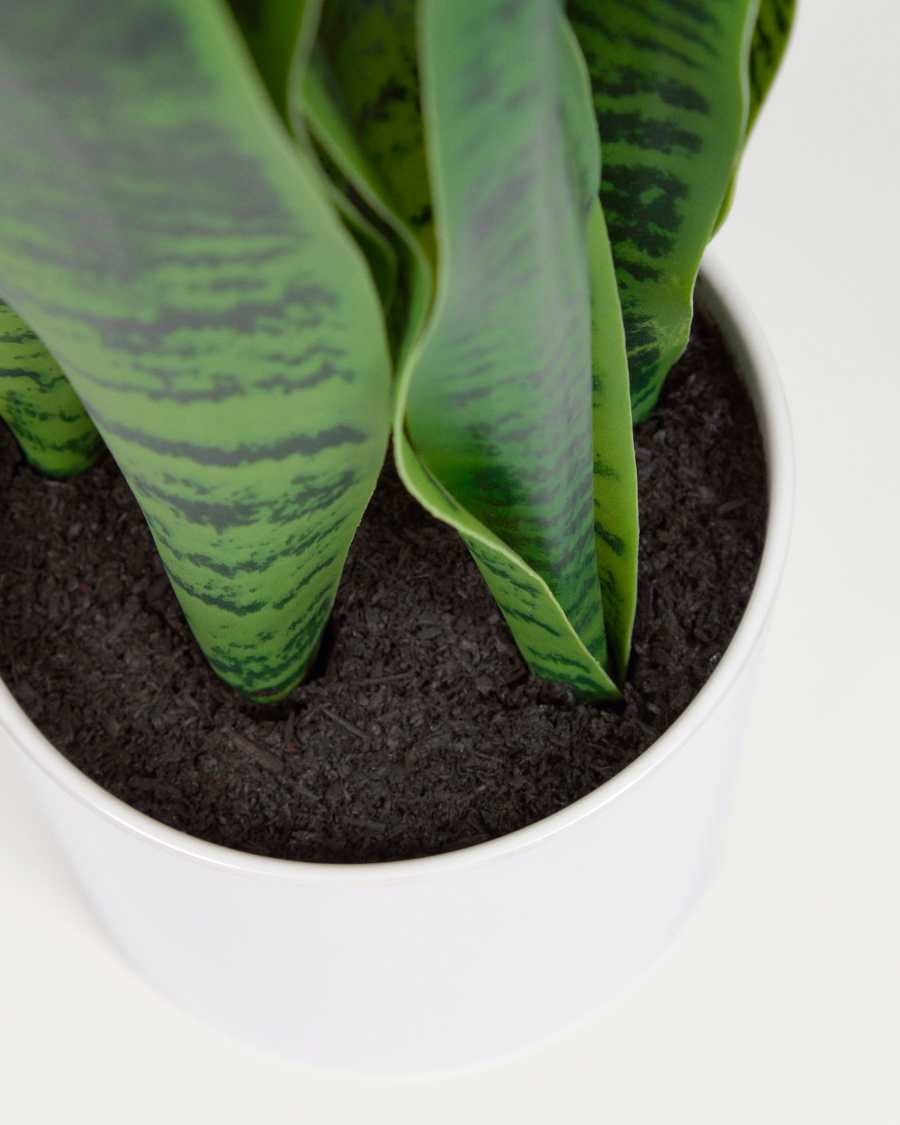 Artificial Sansevieria with white plantpot 55 cm