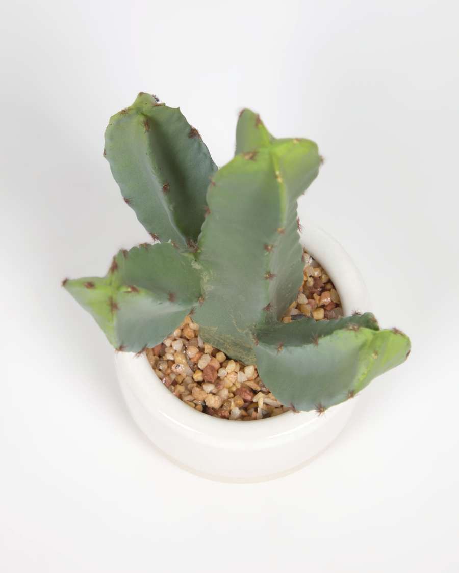 Artificial Cactus with white plantpot 22 cm
