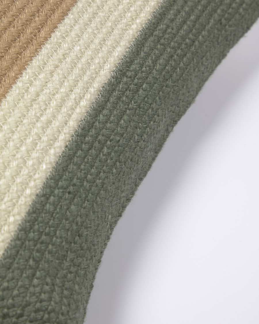 Housse de coussin Leeith 100% PET vert et beige à rayures 45 x 45 cm