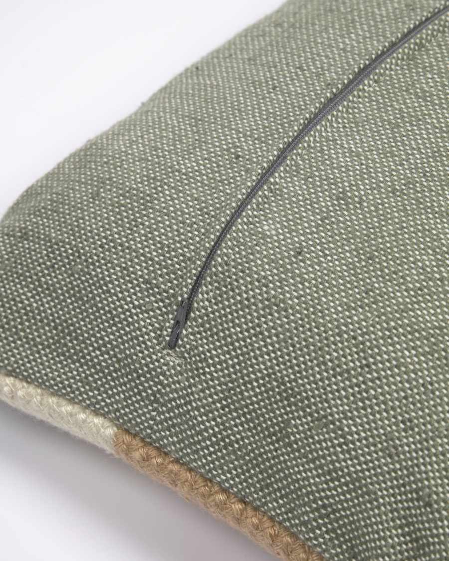 Housse de coussin Leeith 100% PET vert et beige à rayures 45 x 45 cm