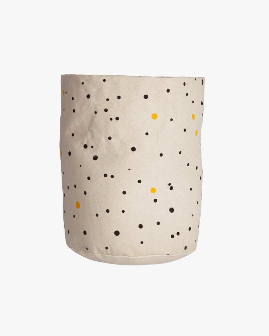 Cesta Xiel 100% cotone (GOTS) pois nero e giallo