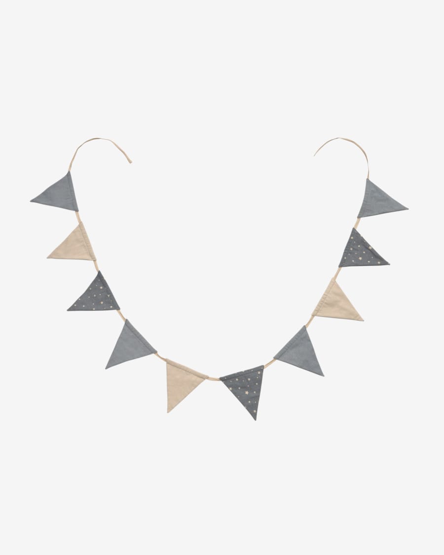 Zalia 100% organic cotton (GOTS) grey fabric pennant