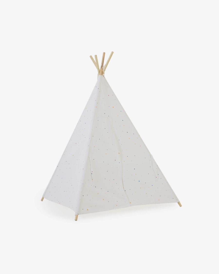 Tipi Miris 100 % coton multicolore et pieds en bois de pin