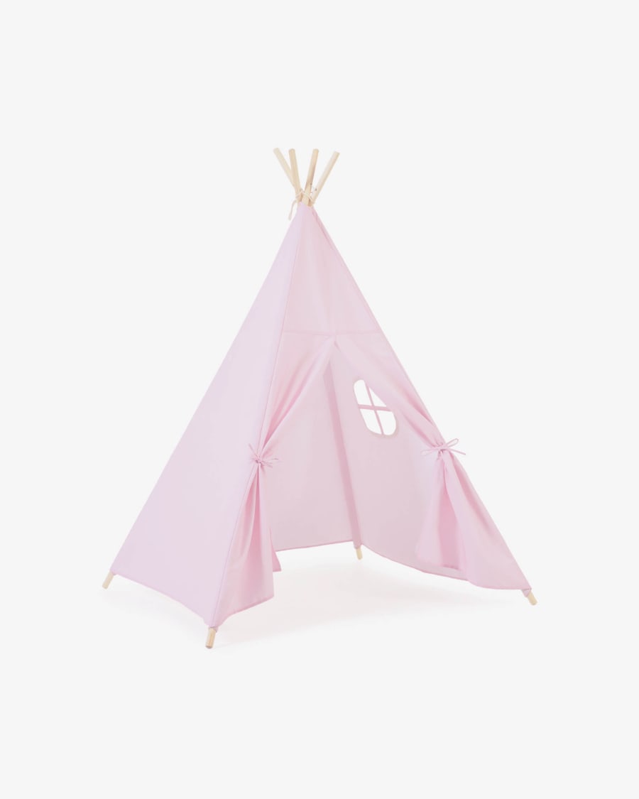 Tipi Darlyn 100% algodón rosa y patas de madera maciza de pino