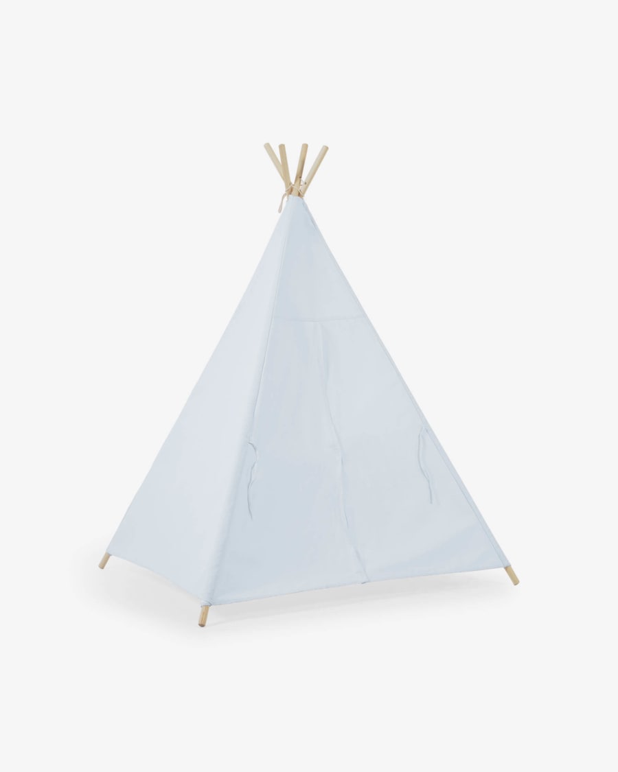 Tipi Darlyn 100 % coton bleu et pieds en bois de pin