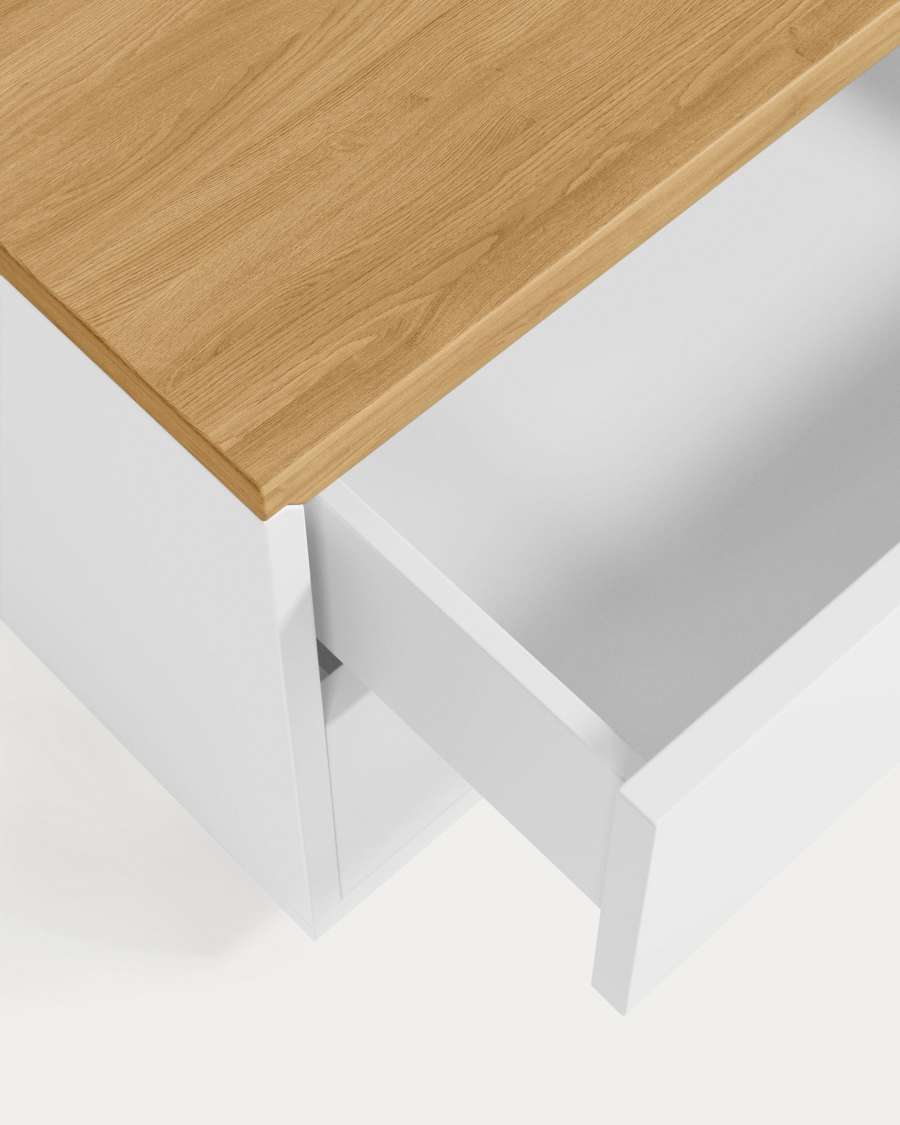 Abilen oak veneer and white lacquer bedside table 53 x 44 cm FSC 100%