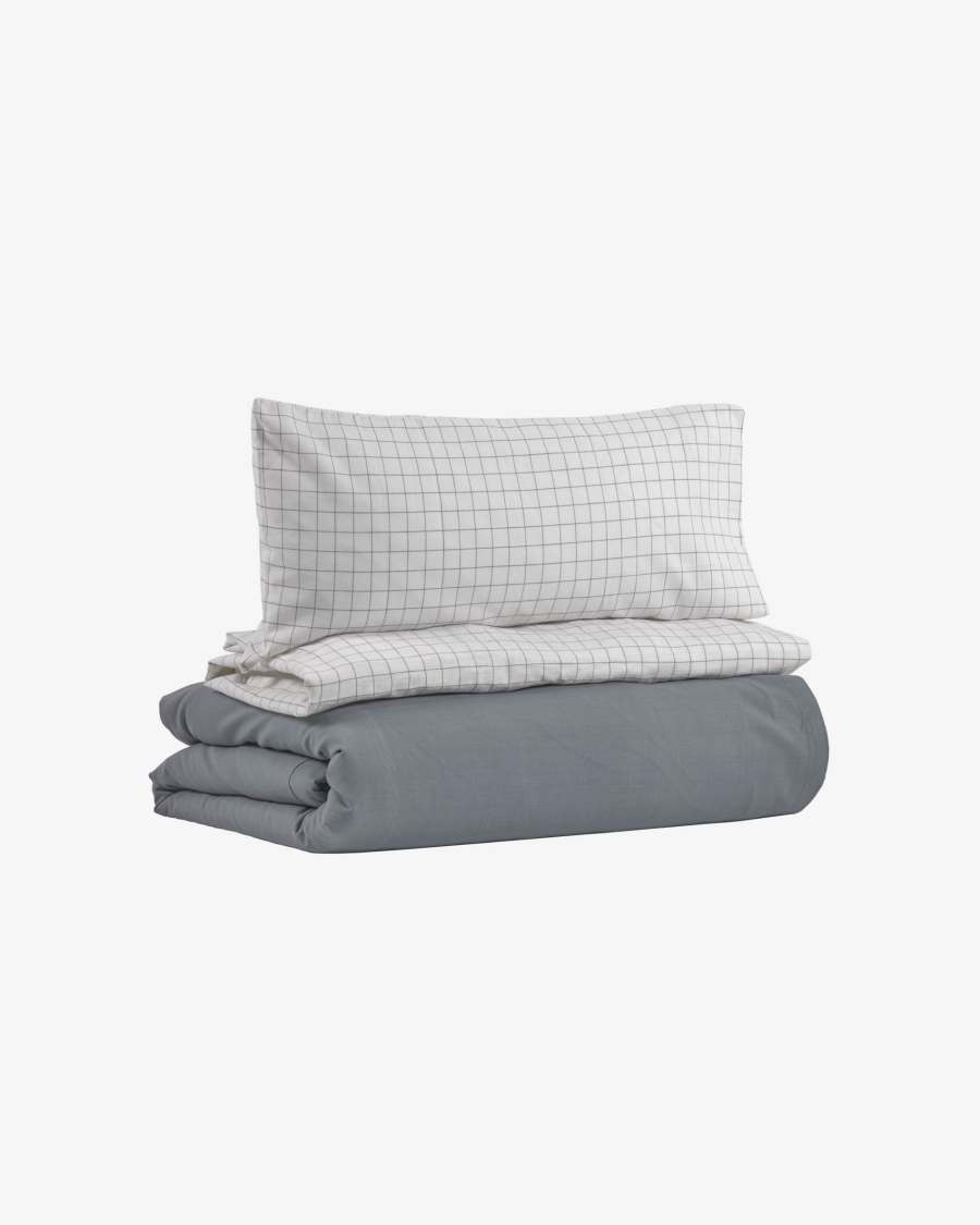 Alay set fondo, copripiumino e federa 100% cotone organico (GOTS) a quadretti 70 x 140 cm