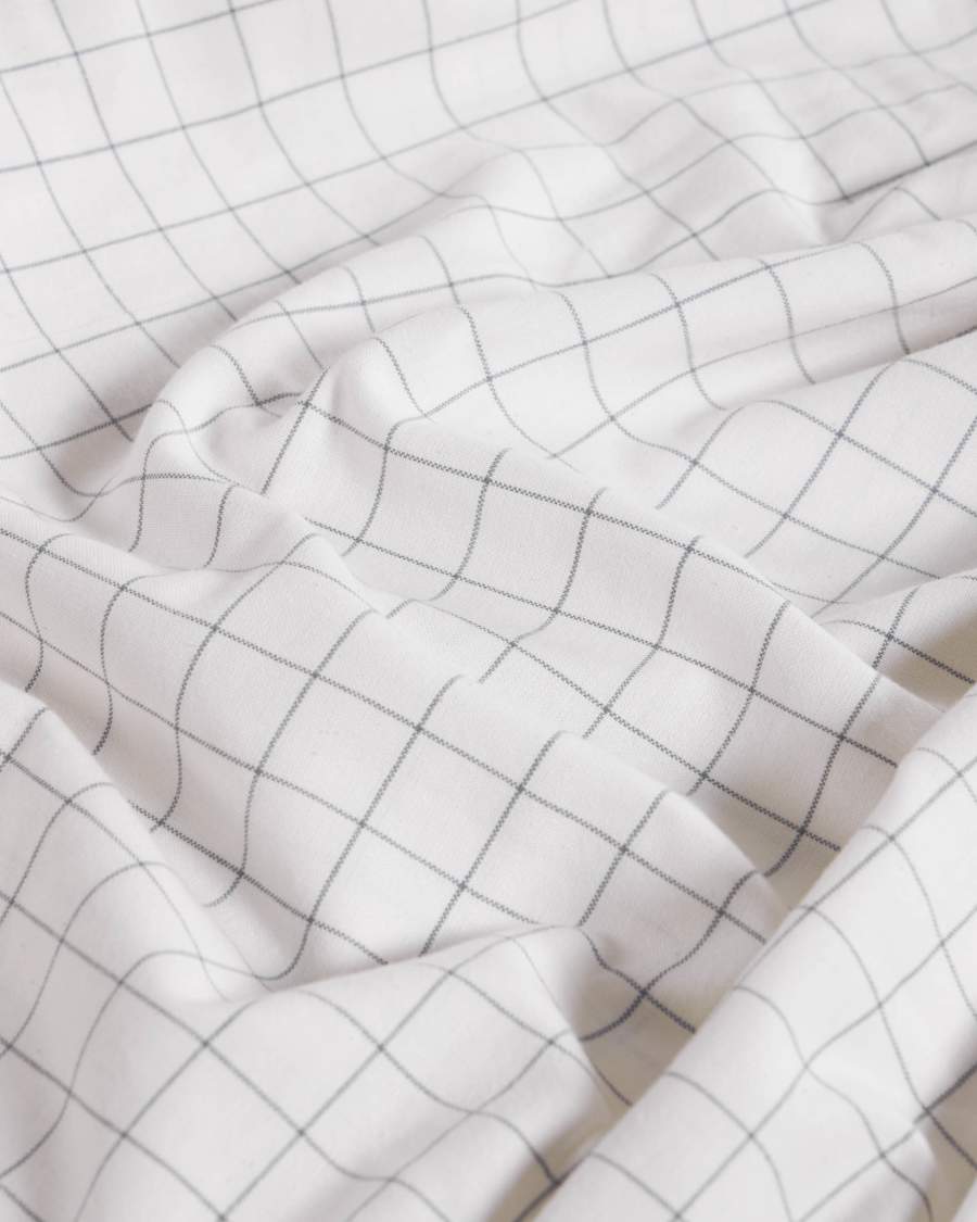 Set Alay drap-housse,housse couette,taie oreiller 100% coton bio (GOTS) carreaux 90x190cm