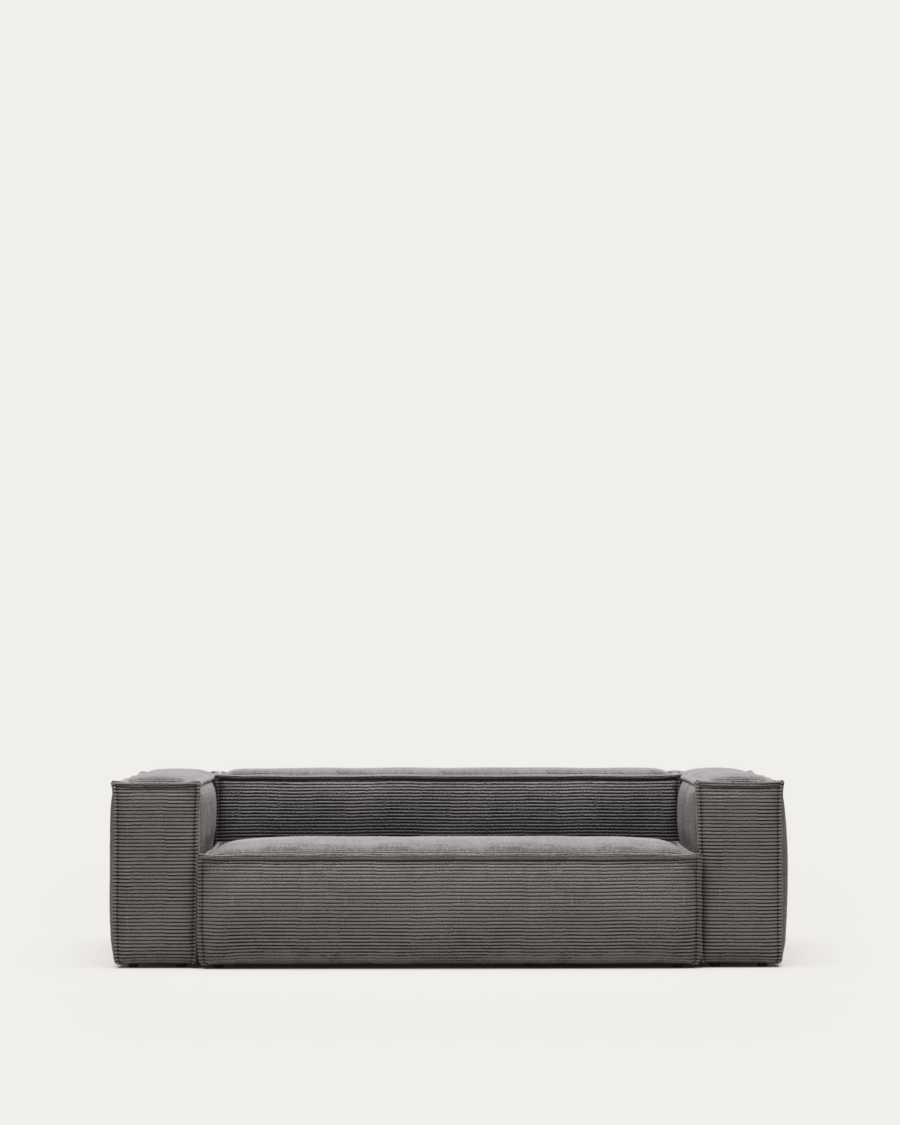 Blok fire-retardant 3-seater sofa in thick grey corduroy 240cm FSC Mix Credit