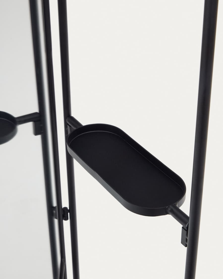 Paravento Vaniria in metallo nero con specchio 82 x 183 cm