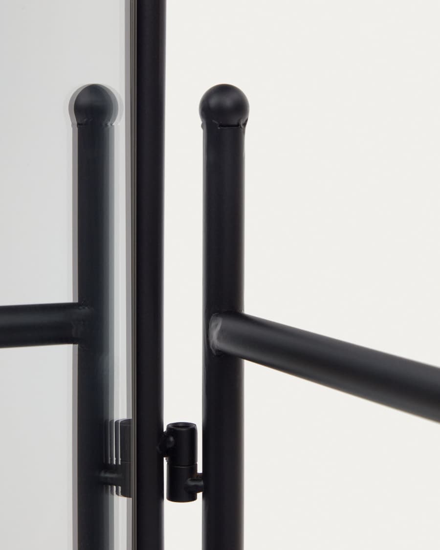 Paravento Vaniria in metallo nero con specchio 82 x 183 cm