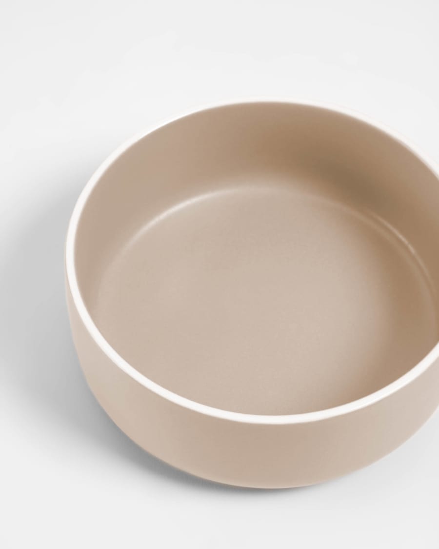 Set of large and small Shun bowls in beige porcelain