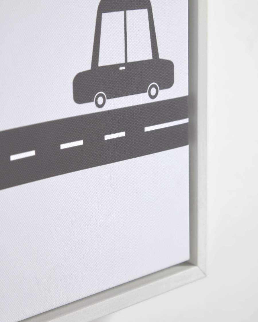 Set of 3 Nisi black cars pictures in white wood frame