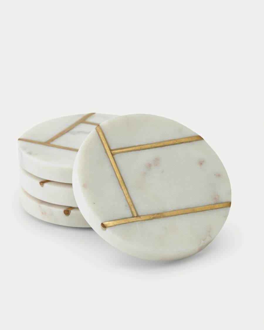 Tahis set of 4 coasters in white marble