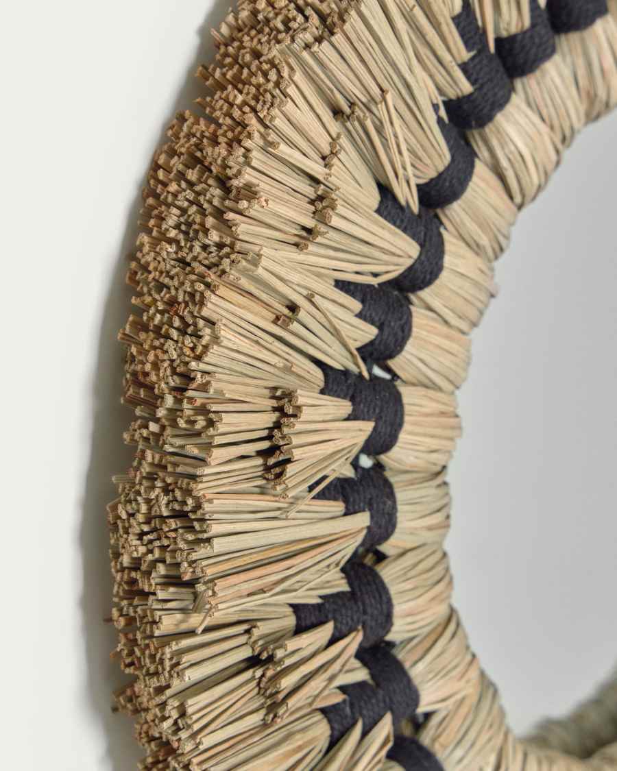 Akila ronde spiegel natuurlijke vezels groen en zwart katoenen touw Ø 40 cm