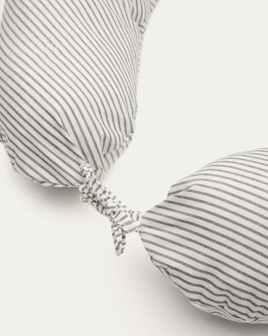 Yamile breastfeeding pillow, 100% organic cotton (GOTS) in beige with grey stripes