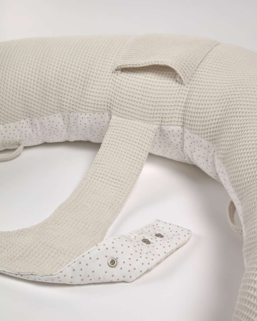 Coussin d’allaitement et de maternité Madinna 100% coton bio (GOTS) à pois rose