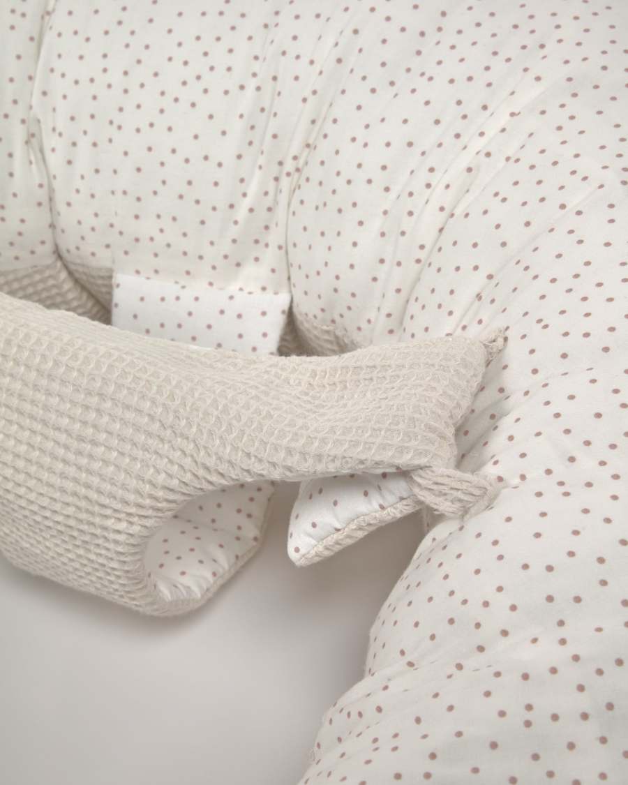 Coussin d’allaitement et de maternité Madinna 100% coton bio (GOTS) à pois rose