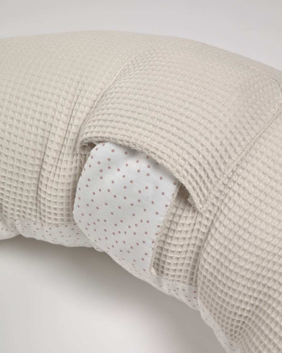 Coussin d’allaitement et de maternité Madinna 100% coton bio (GOTS) à pois rose