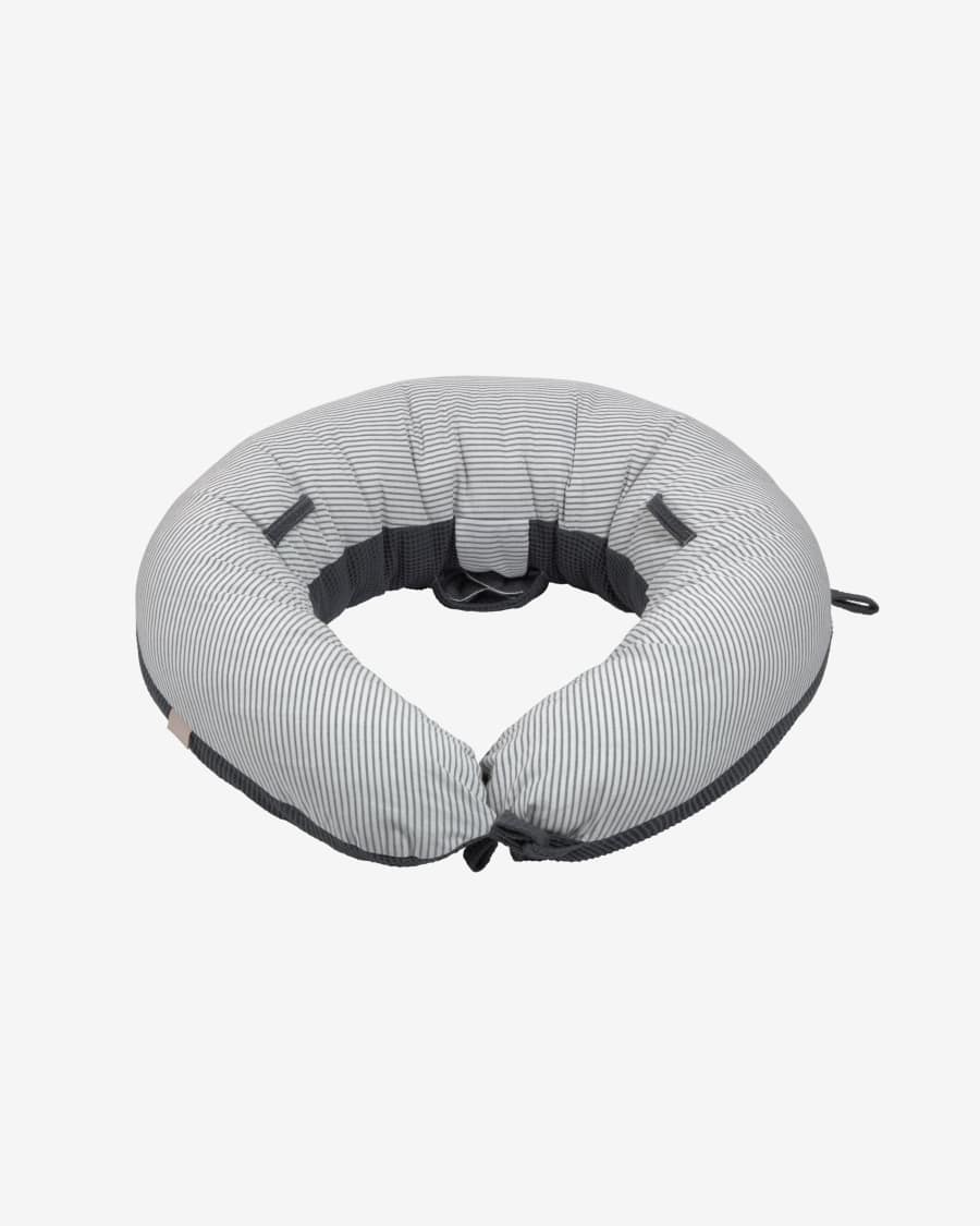 Madinna Stillkissen, 100% Bio-Baumwolle (GOTS) mit grauen Streifen