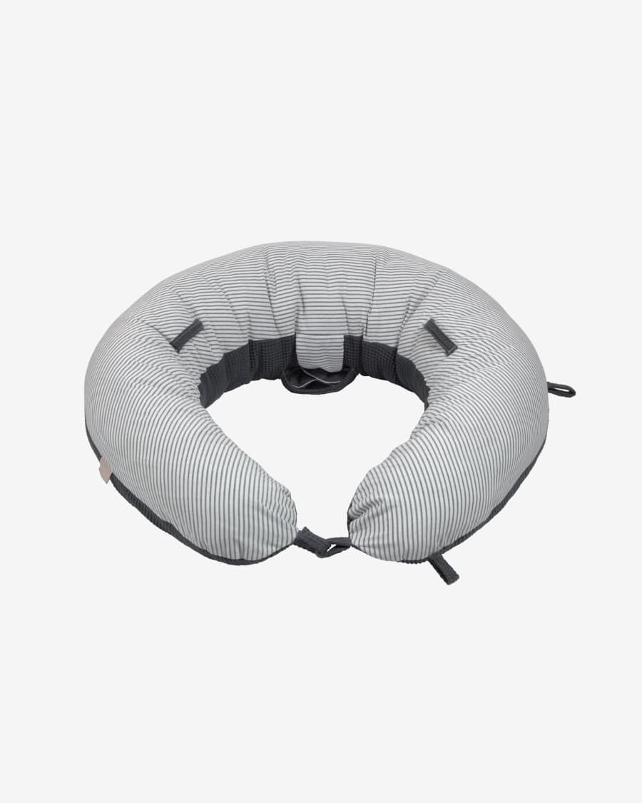 Madinna Stillkissen, 100% Bio-Baumwolle (GOTS) mit grauen Streifen