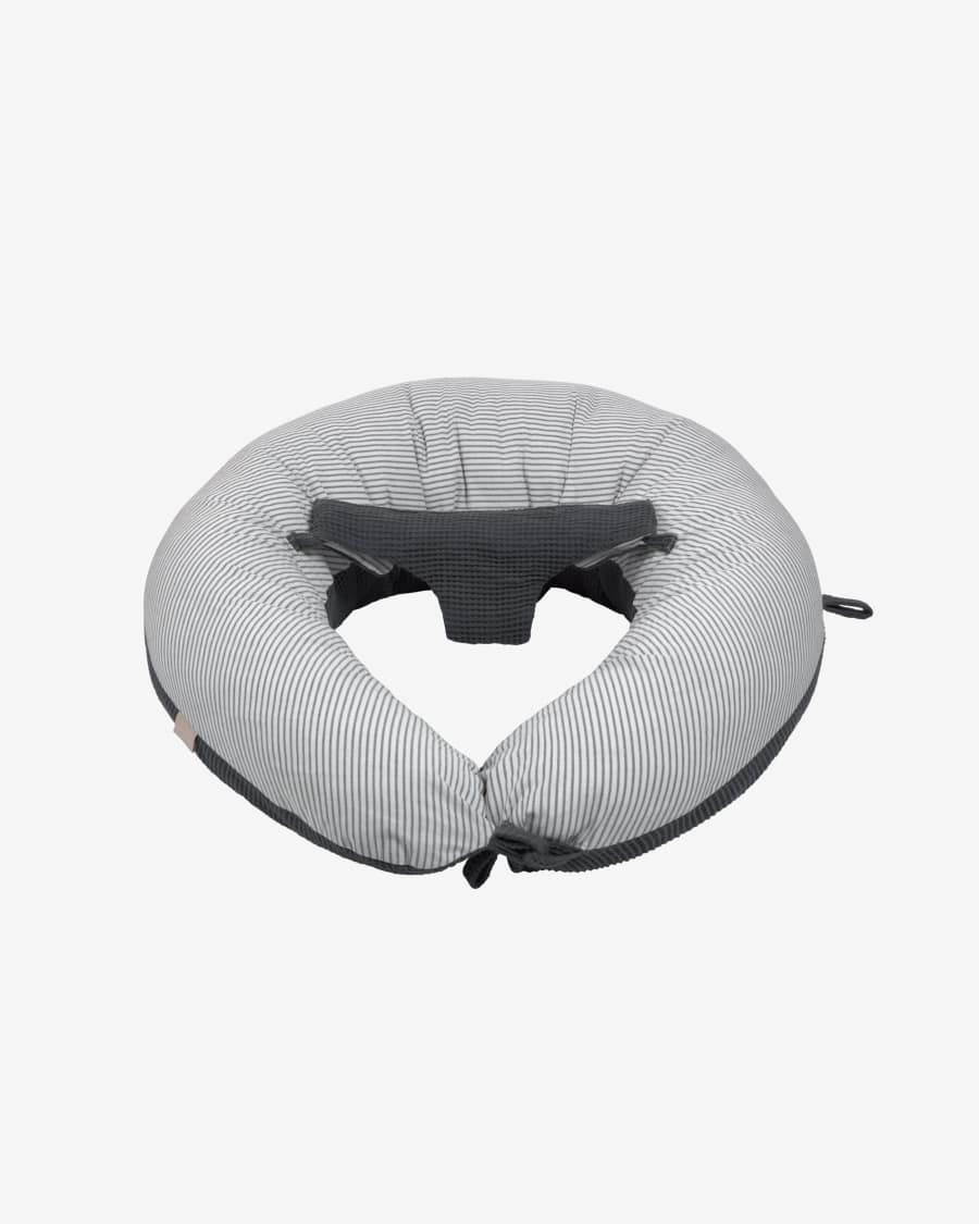 Madinna Stillkissen, 100% Bio-Baumwolle (GOTS) mit grauen Streifen