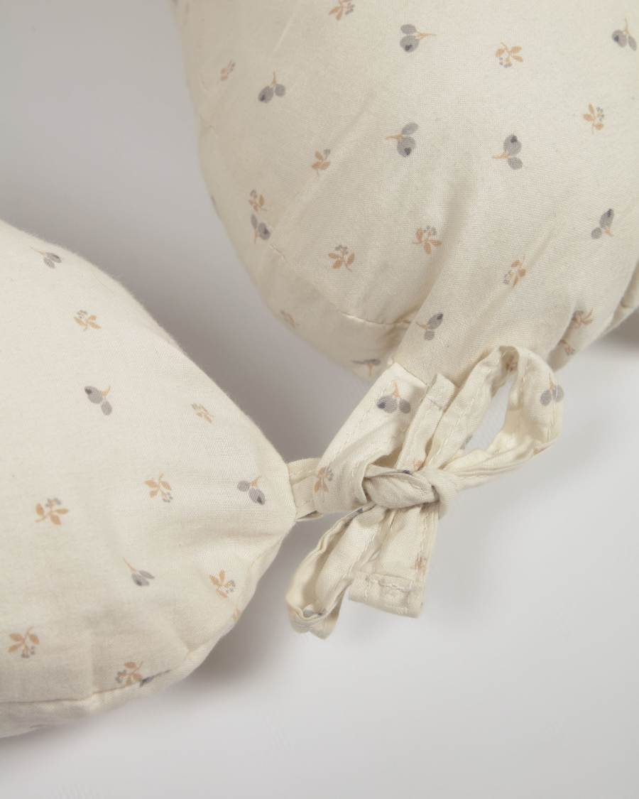 Yamile Stillkissen 100% Bio-Baumwolle (GOTS) beige mit mehrfarbigen Blättern