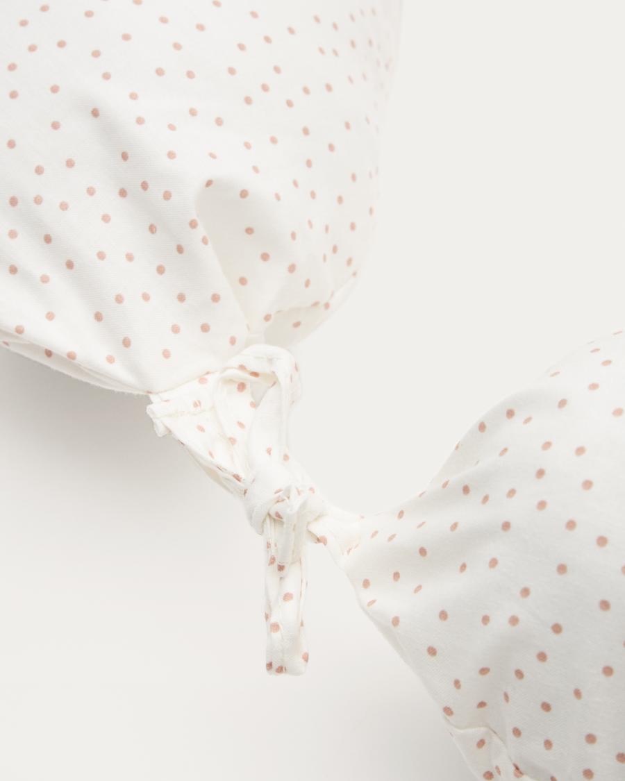 Yamile breastfeeding pillow, 100% organic cotton (GOTS) in beige with pink polka-dots