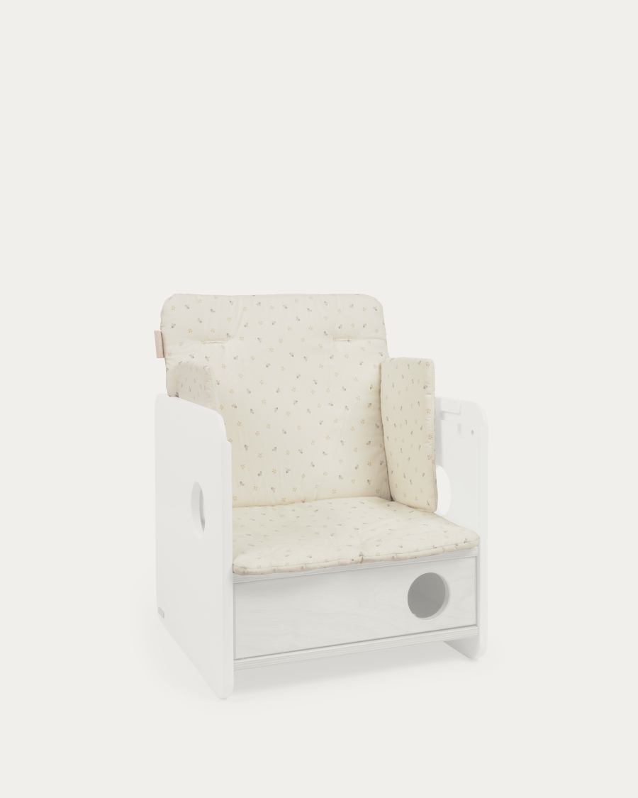 Cuscino per seggiolone Yamile 100% cotone organico (GOTS) beige con foglie multicolori