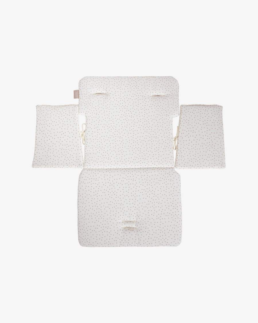 100% organic cotton (GOTS) Nuun highchair cushion in pink polka dots