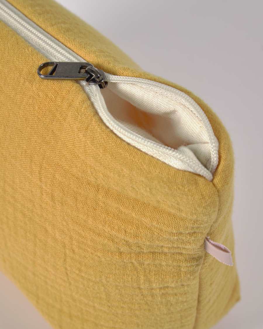 100% organic cotton (GOTS) Breisa wash bag in mustard yellow