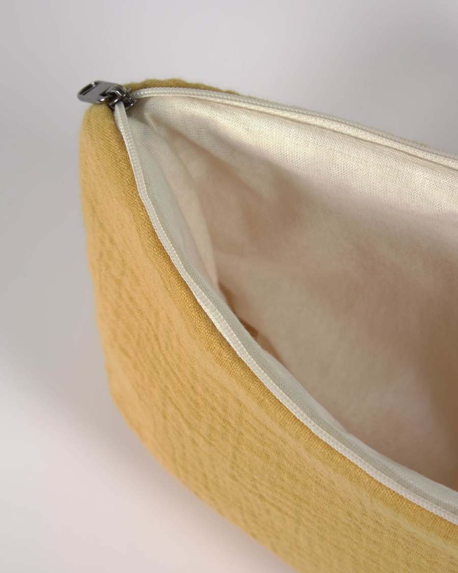 100% organic cotton (GOTS) Breisa wash bag in mustard yellow