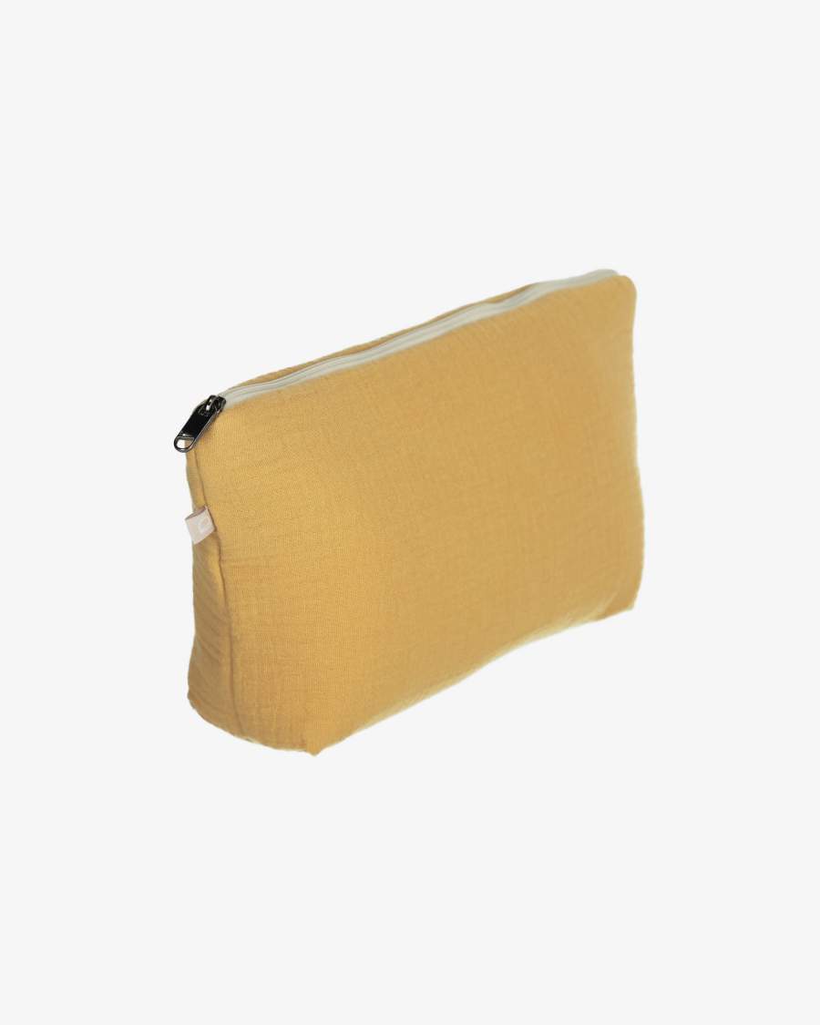 100% organic cotton (GOTS) Breisa wash bag in mustard yellow