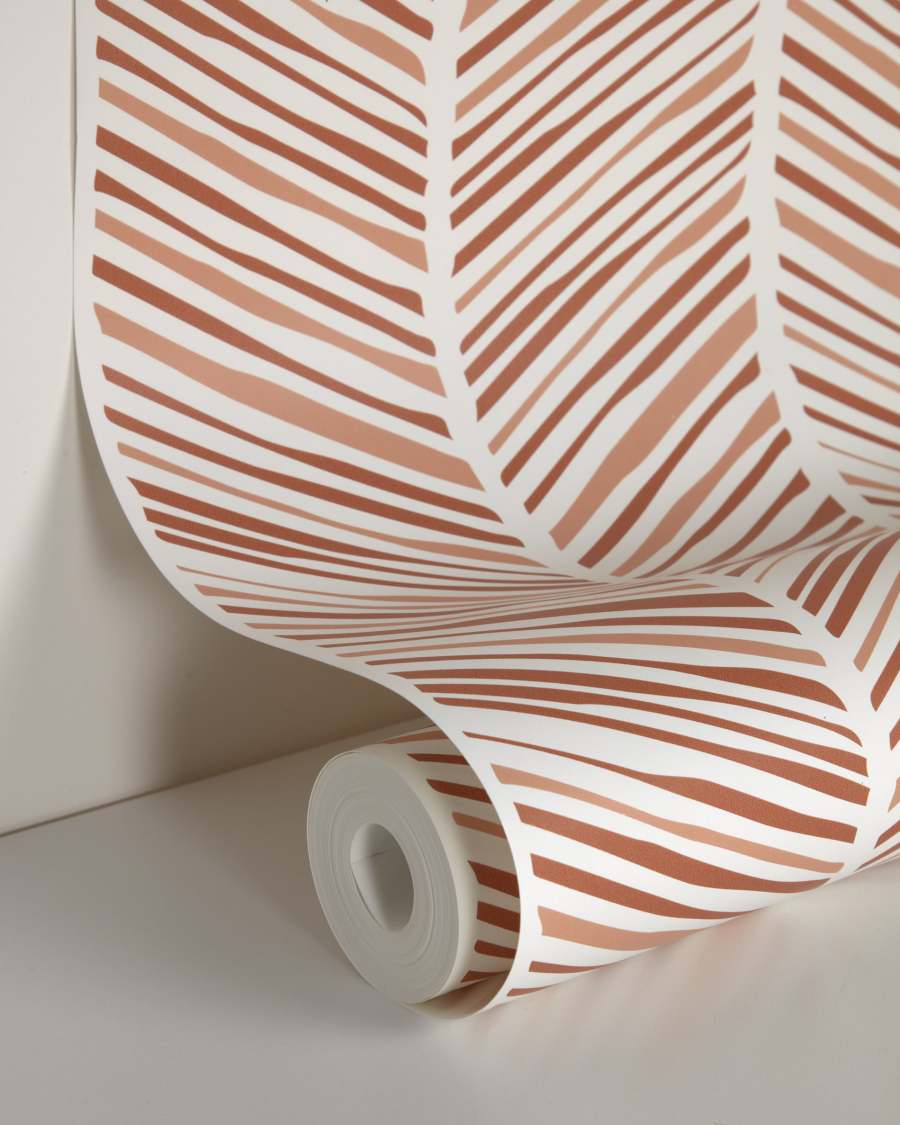 Uriana wallpaper in white with brown stripe print, 10 x 0.53 m, FSC MIX Credit