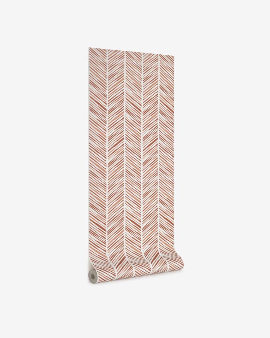 Uriana wallpaper in white with brown stripe print, 10 x 0.53 m, FSC MIX Credit