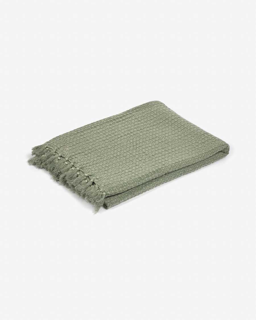 Shallow 100% cotton blanket in green 130 x 170 cm