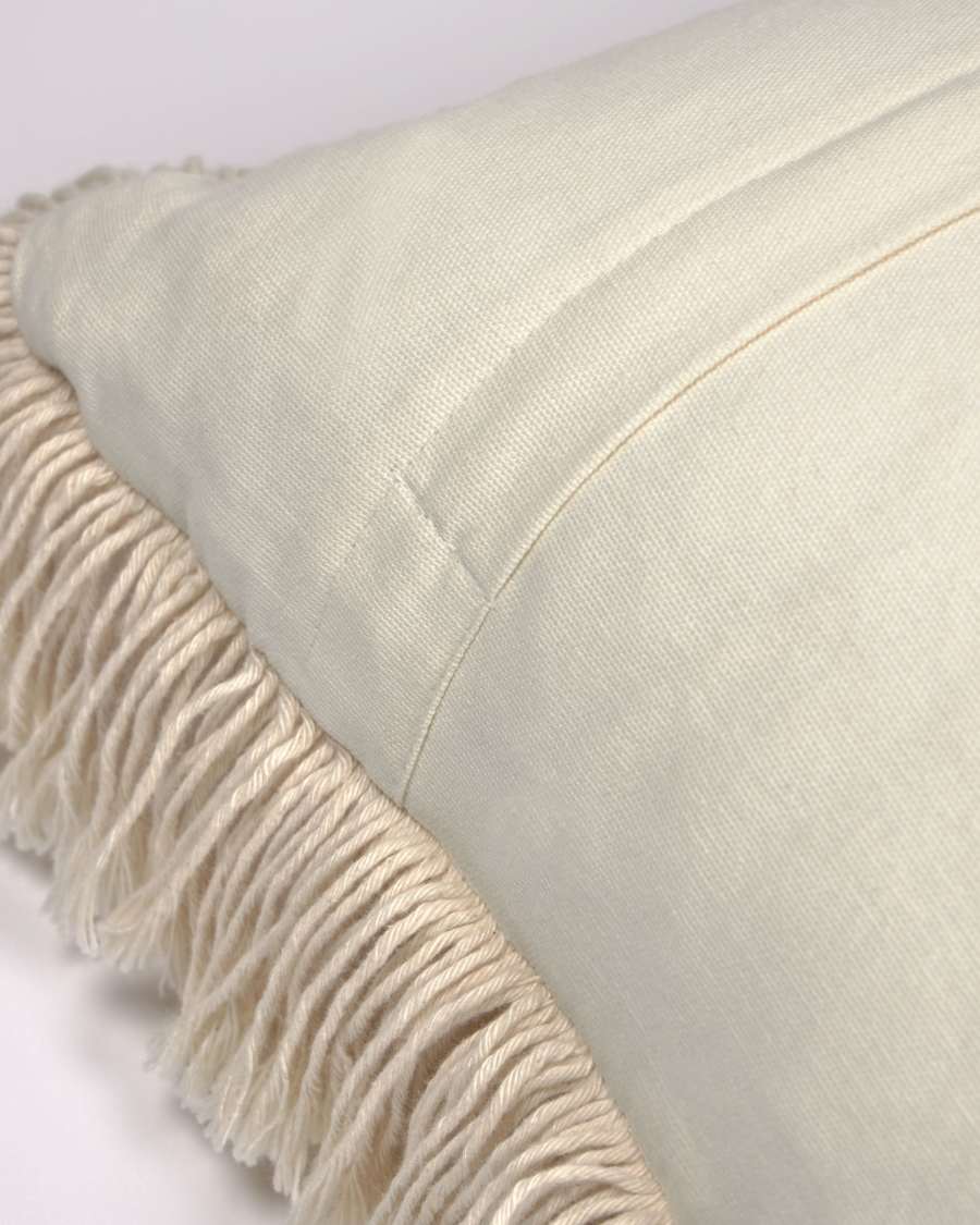 Edelma cotton cushion cover in beige with fringe 45 x 45 cm