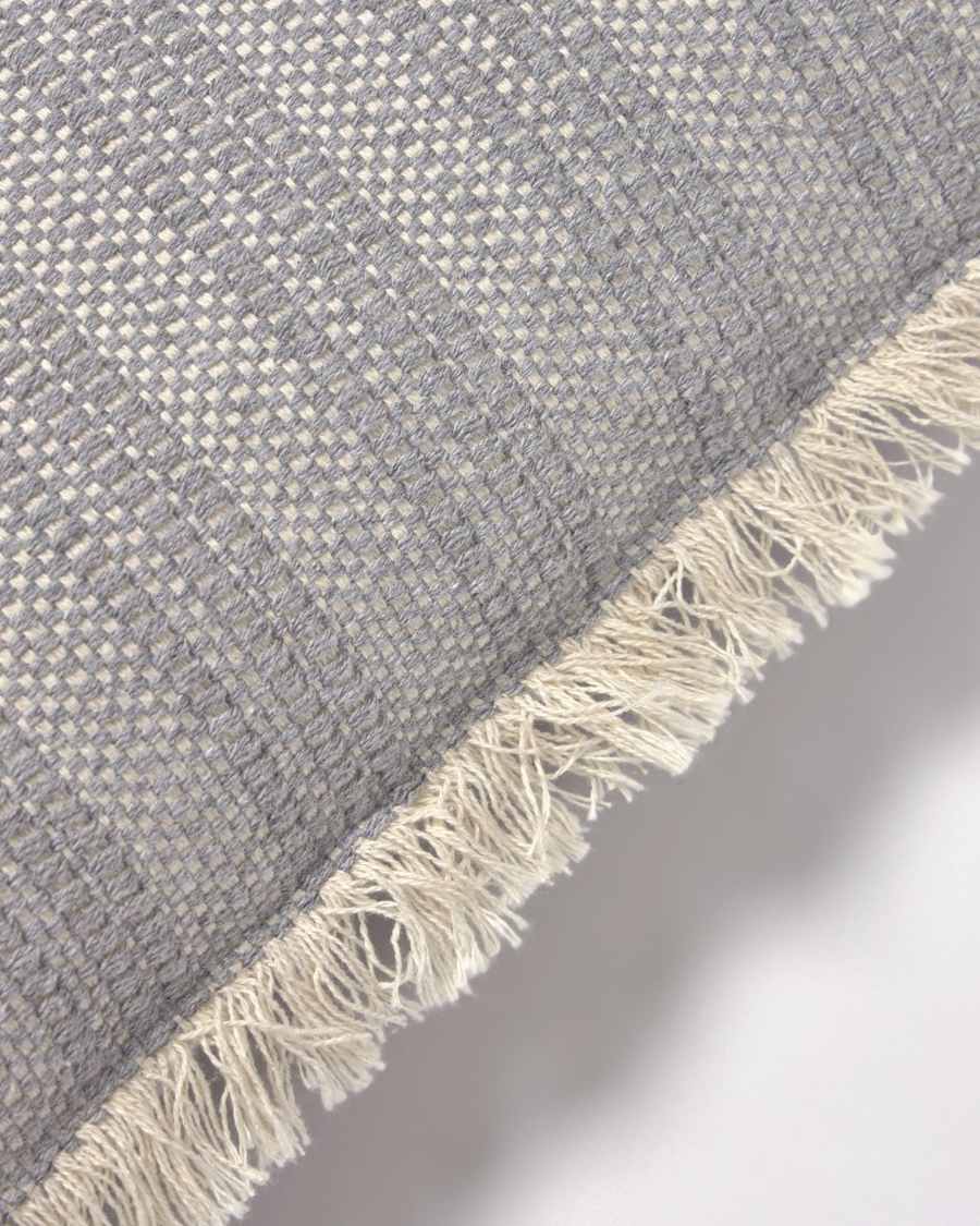 Funda coixí Devi amb serrells beix i blau 45 x 45 cm