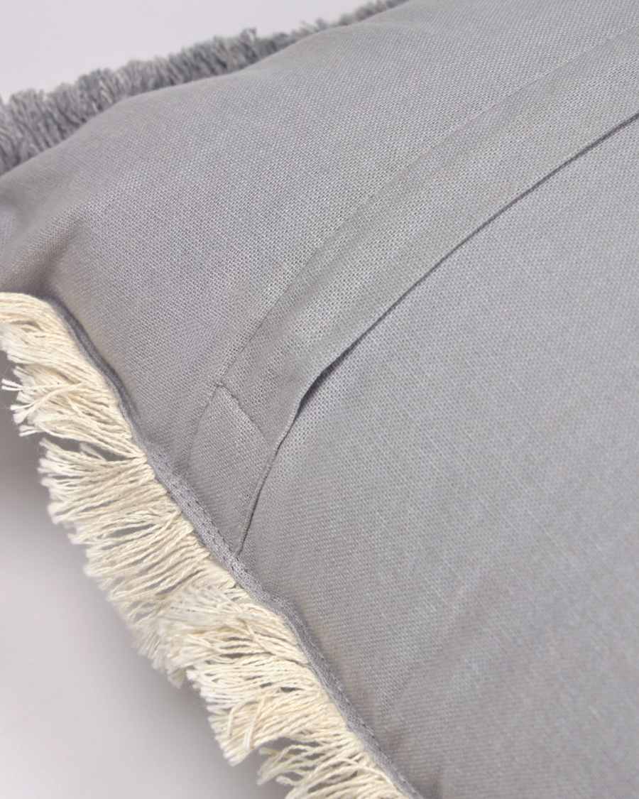 Funda coixí Devi amb serrells beix i blau 45 x 45 cm