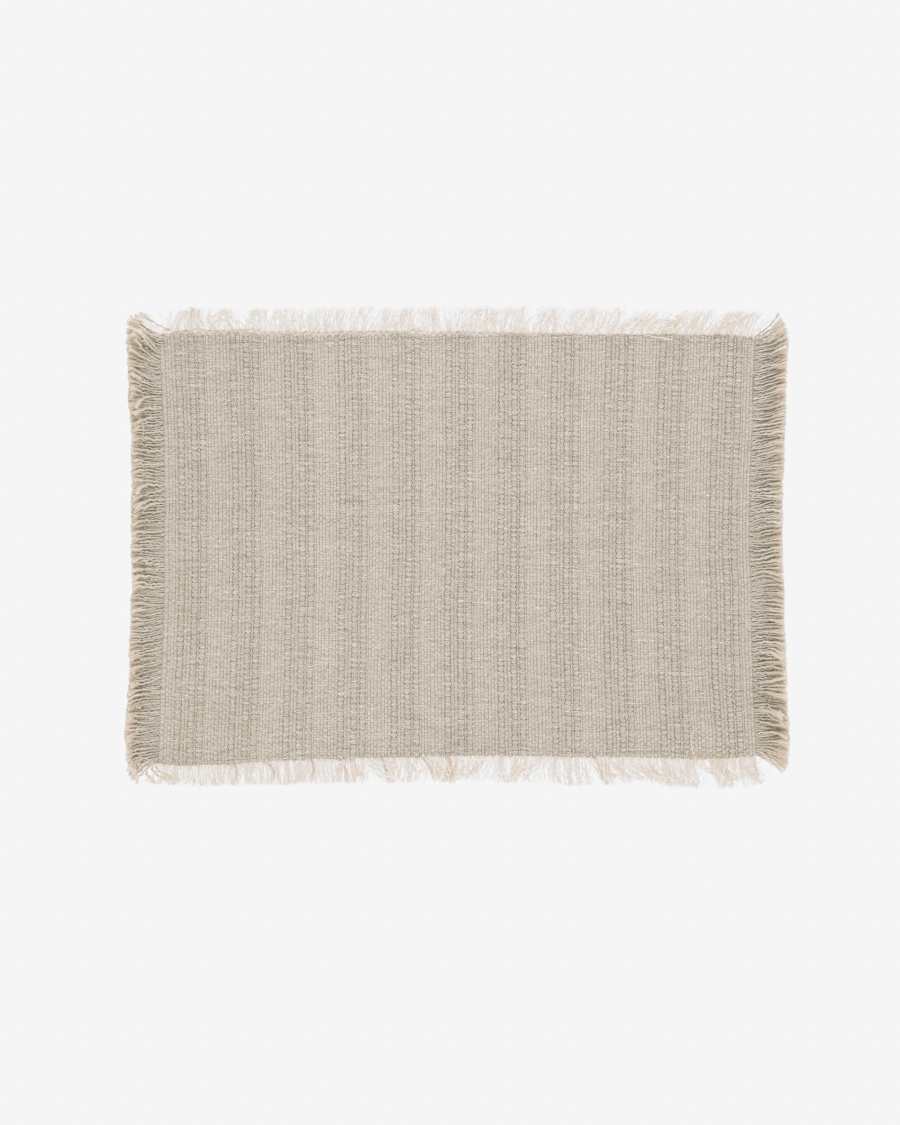 Aicha set of two 100% cotton tablecloths with beige and brown fringe 35 x 50 cm