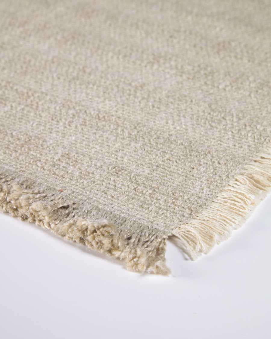 Aicha set of two 100% cotton tablecloths with beige and brown fringe 35 x 50 cm