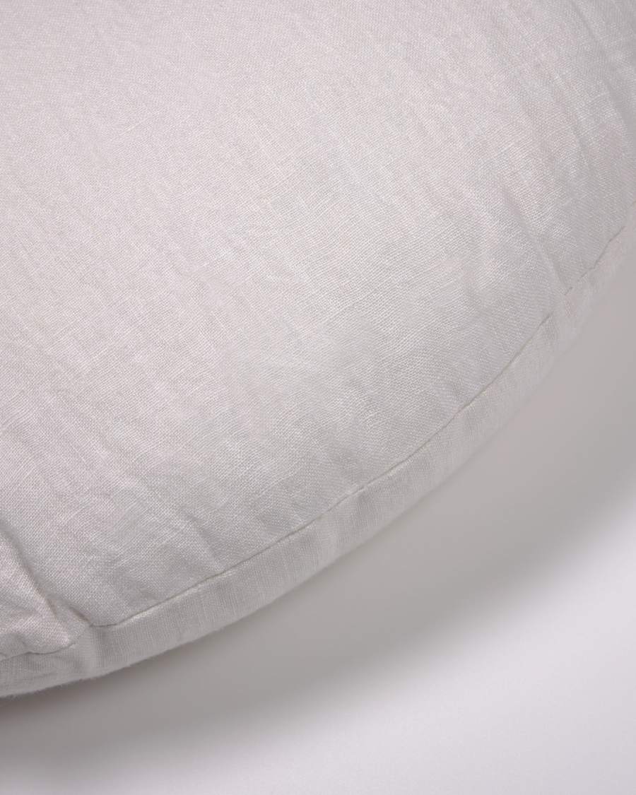 Tamanne 100% linen round cushion cover in white Ø 45 cm