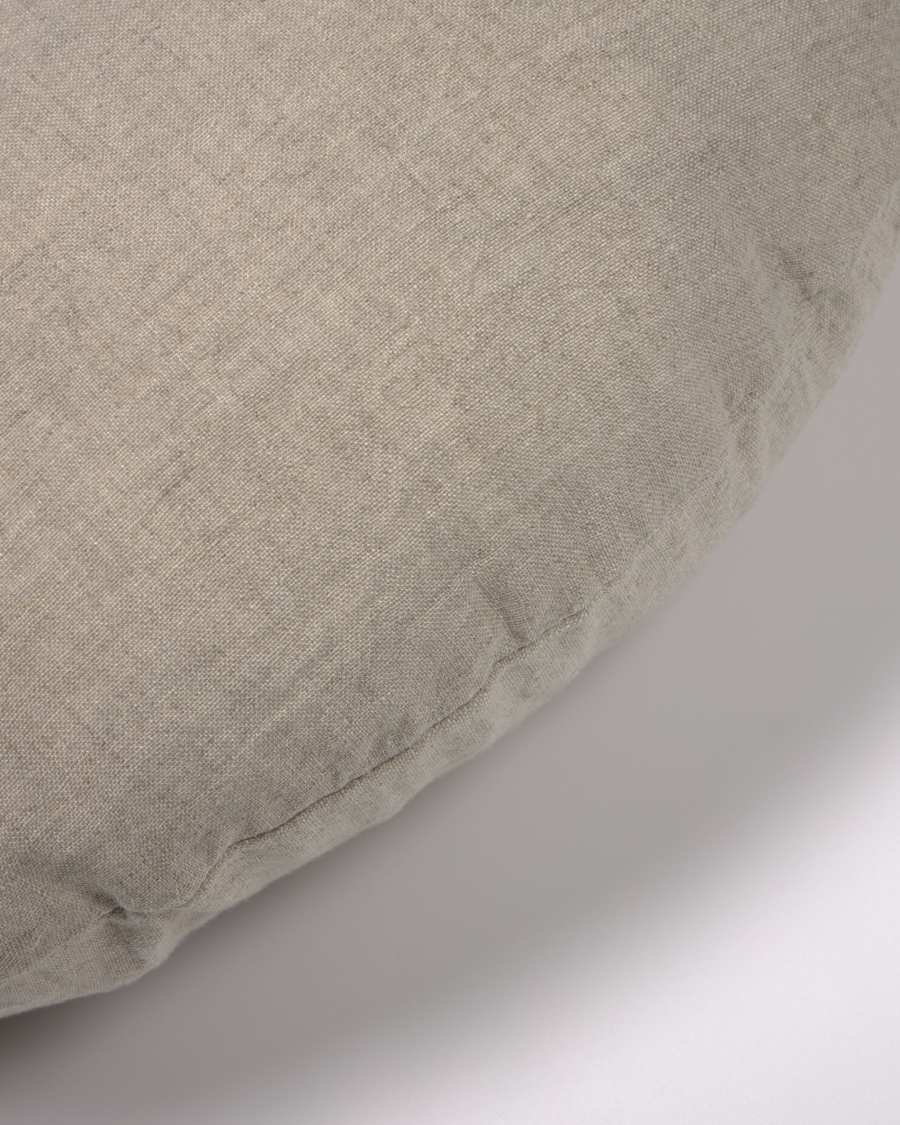 Fodera per cuscino tondo Tamane 100% lino beige Ø 45 cm