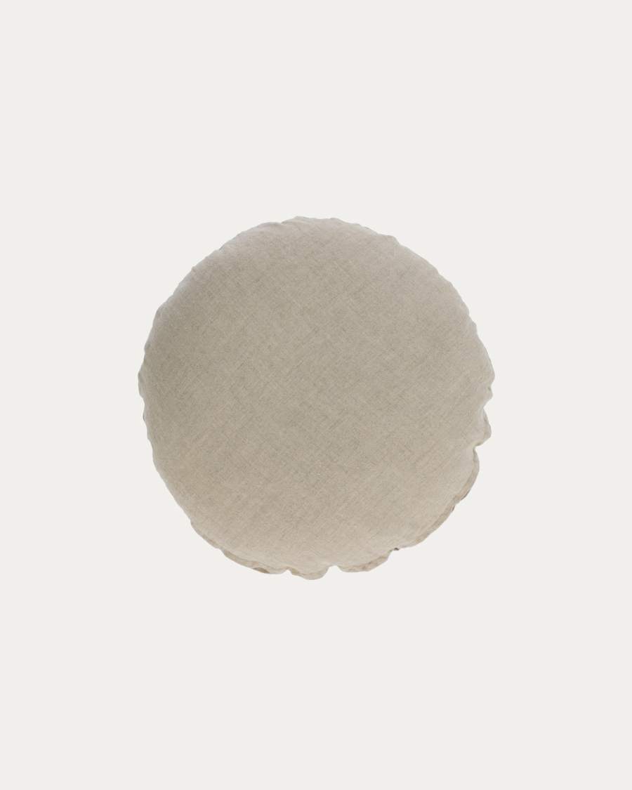 Fodera per cuscino tondo Tamane 100% lino beige Ø 45 cm