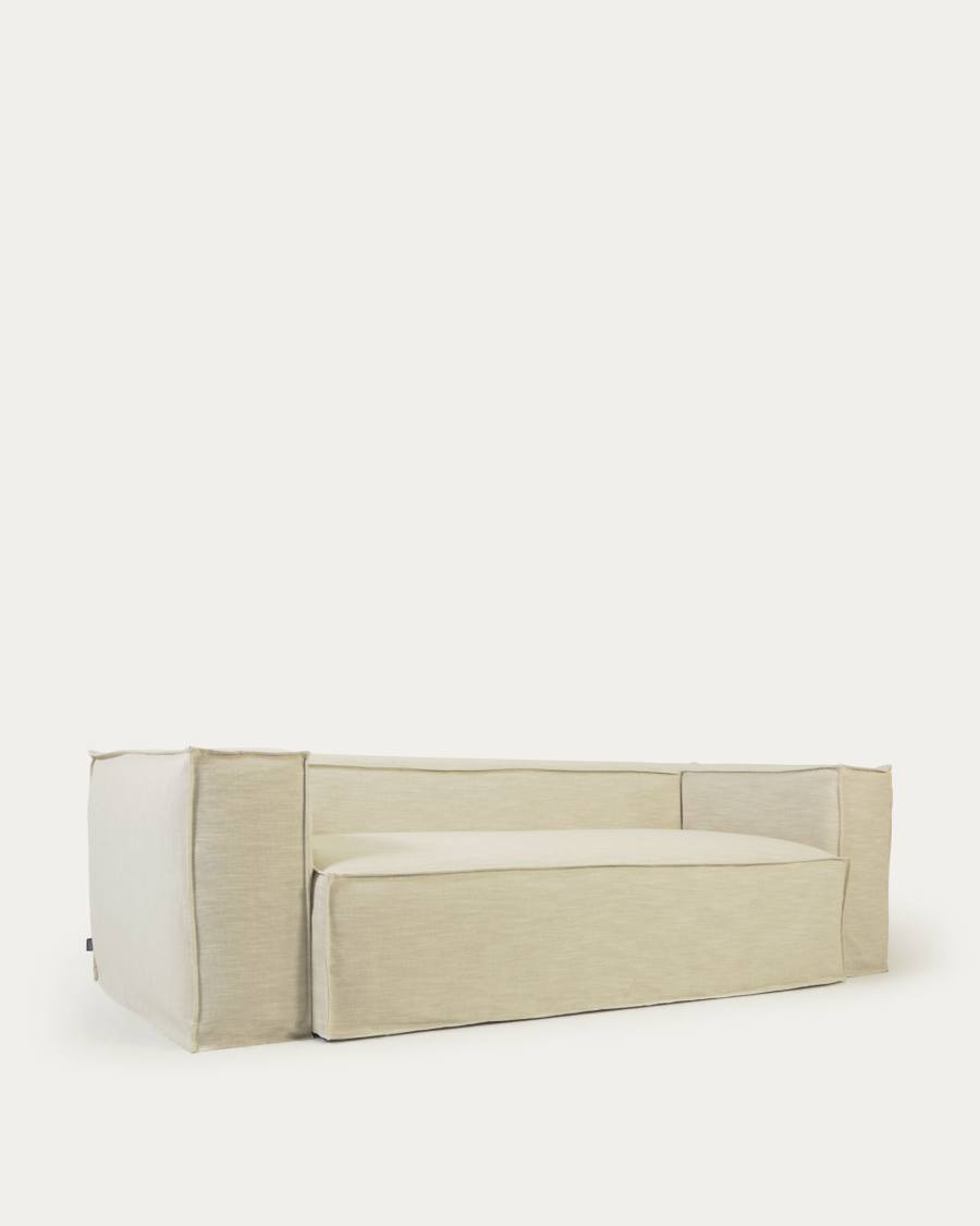 Sofà desenfundable Blok de 2 places amb lli blanc 210 cm