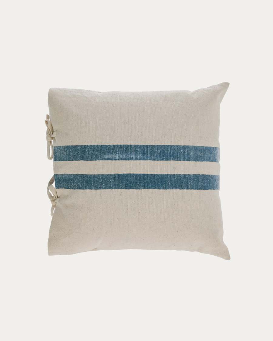 Funda coixí Ziza 100% cotó ratlles gruixudes blau i blanc 45 x 45 cm